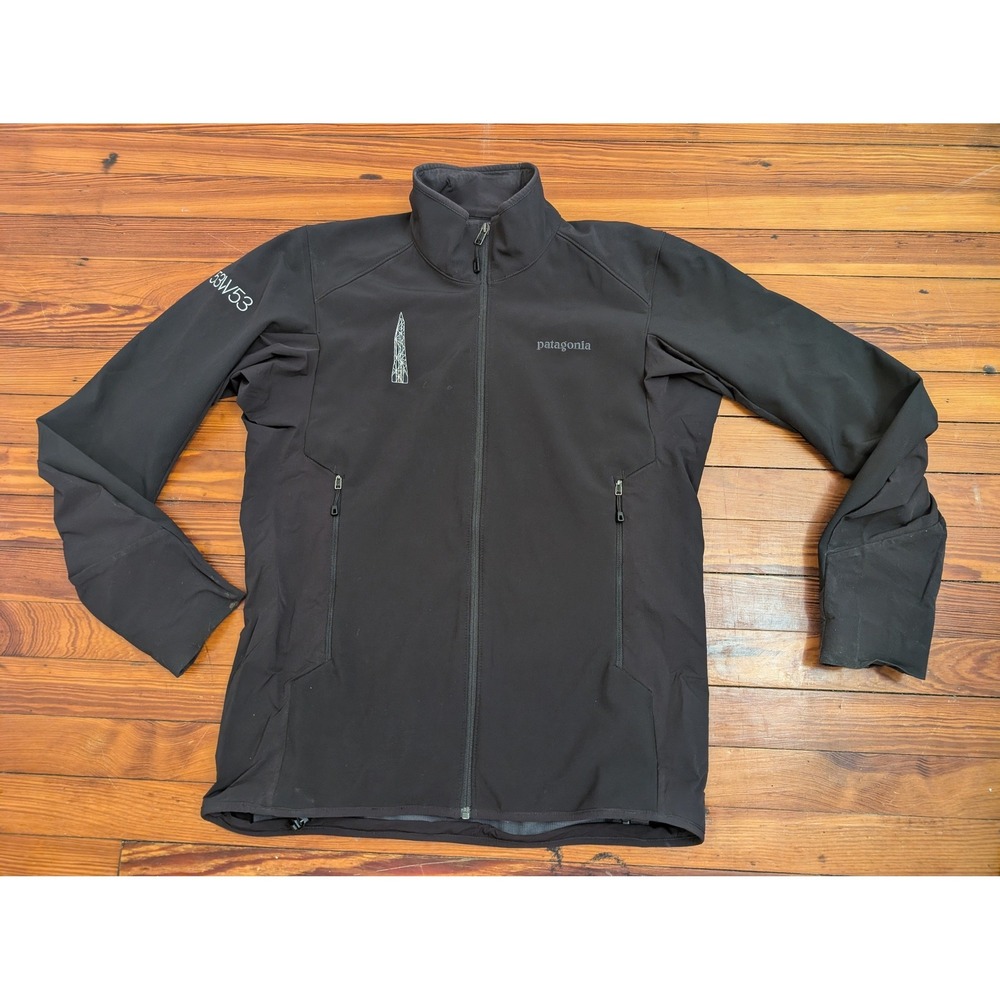 Patagonia Adze Softshell Jacket Mens Medium Black Full Zip Grid Fleece 53W53